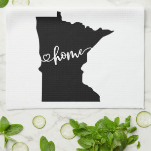 Home State Outline Heart Minnesota Tea Towel