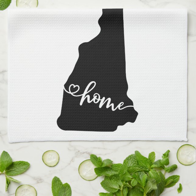 Home State Outline Heart New Hampshire Tea Towel (Folded)