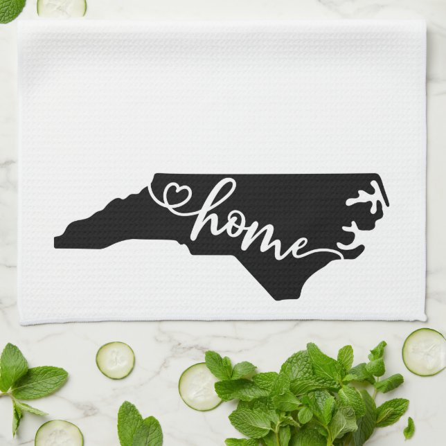 Home State Outline Heart North Carolina Tea Towel (Folded)