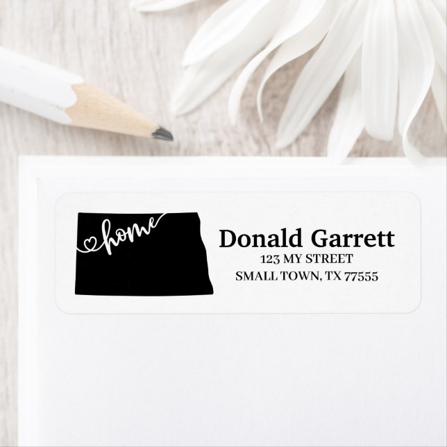 Home State Outline Heart North Dakota Address (Insitu)