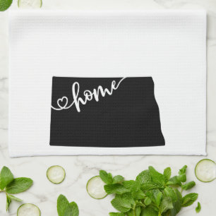 Home State Outline Heart North Dakota Tea Towel