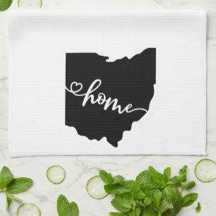 Home State Outline Heart Ohio Tea Towel