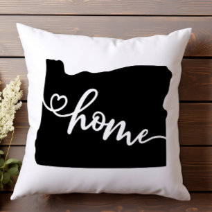 Home State Outline Heart Oregon Cushion