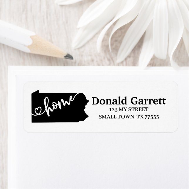 Home State Outline Heart Pennsylvania Address (Insitu)