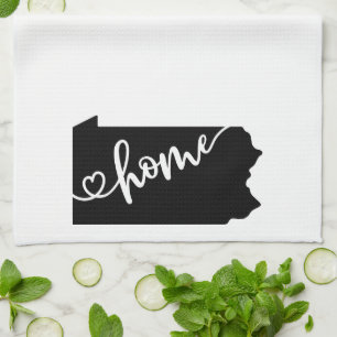 Home State Outline Heart Pennsylvania Tea Towel