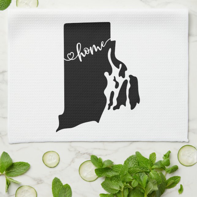 Home State Outline Heart Rhode Island Tea Towel (Folded)