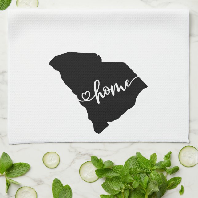 Home State Outline Heart South Carolina Tea Towel (Folded)