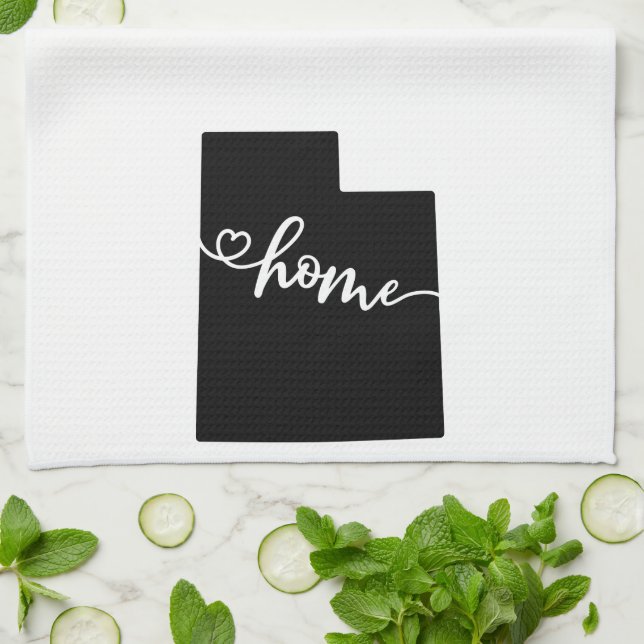 Home State Outline Heart Utah Tea Towel (Folded)