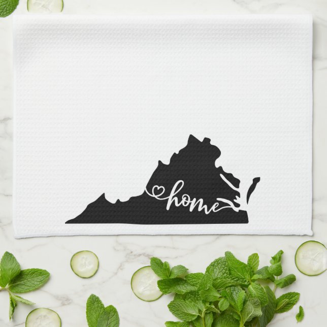 Home State Outline Heart Virginia Tea Towel (Folded)