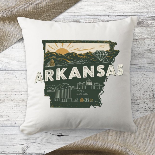 Home State Retro Colour Arkansas  Cushion (Creator Uploaded)