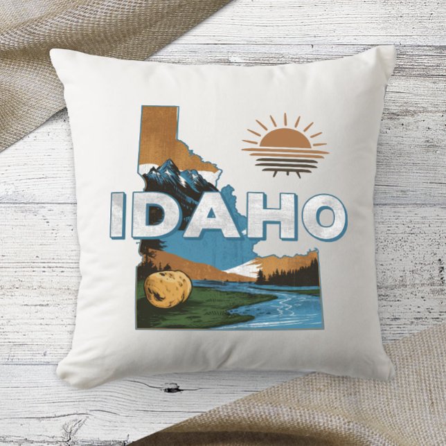 Home State Retro Colour Idaho  Cushion (Creator Uploaded)