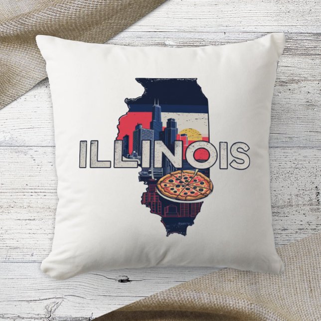 Home State Retro Colour Illinois  Cushion (Creator Uploaded)