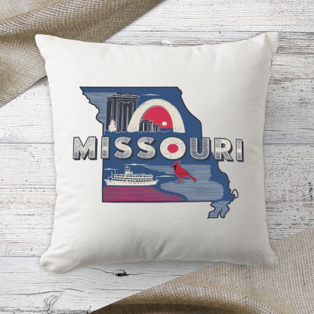 Home State Retro Colour Missouri  Cushion (Creator Uploaded)