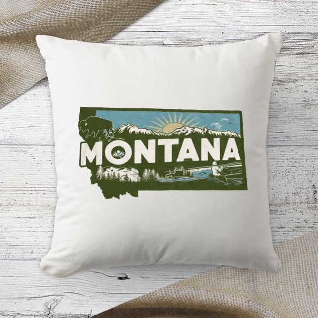 Home State Retro Colour Montana  Cushion (Creator Uploaded)