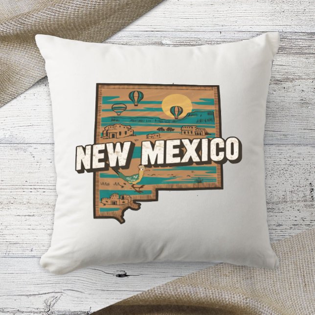 Home State Retro Colour New Mexico Cushion (Creator Uploaded)