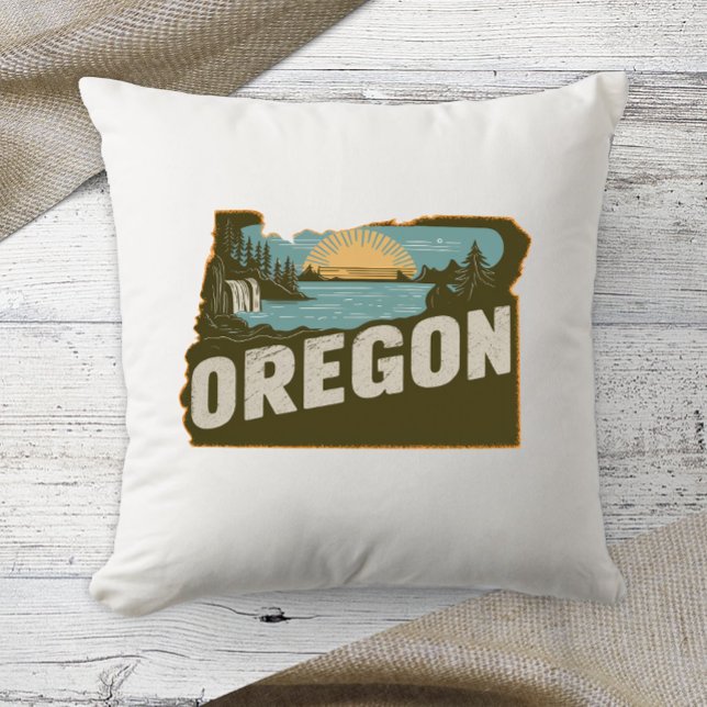 Home State Retro Colour Oregon Cushion (Creator Uploaded)