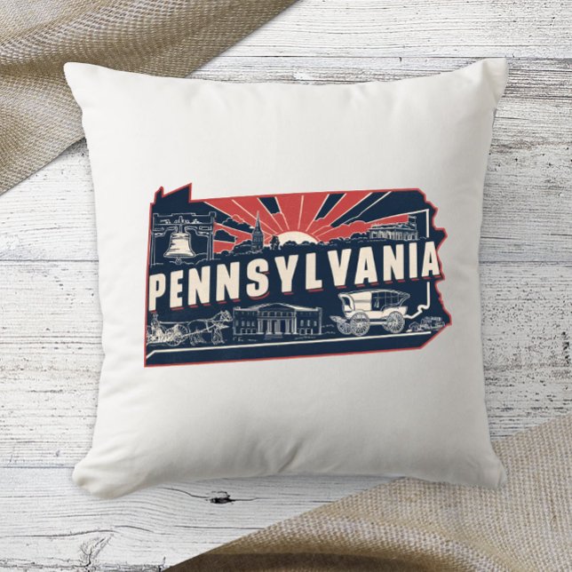 Home State Retro Colour Pennsylvania Cushion (Creator Uploaded)