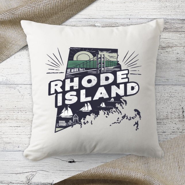 Home State Retro Colour Rhode Island Cushion (Creator Uploaded)