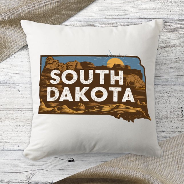 Home State Retro Colour South Dakota Cushion (Creator Uploaded)
