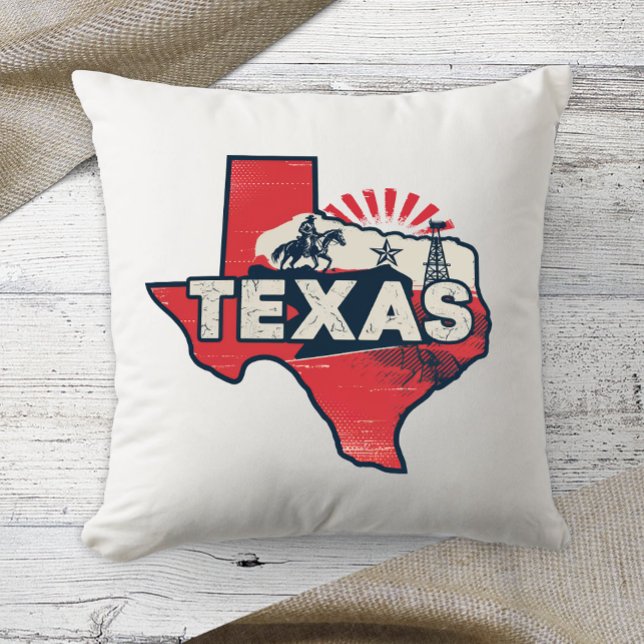 Home State Retro Colour Texas Cushion (Creator Uploaded)