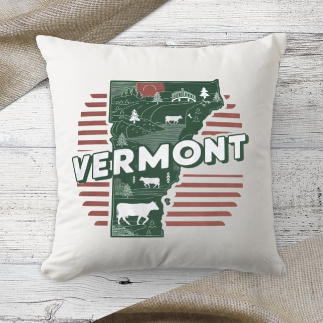 Home State Retro Colour Vermont Cushion (Creator Uploaded)