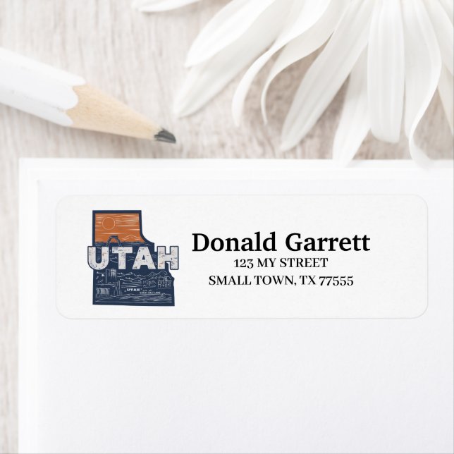 Home State Utah Retro Colour Address (Insitu)