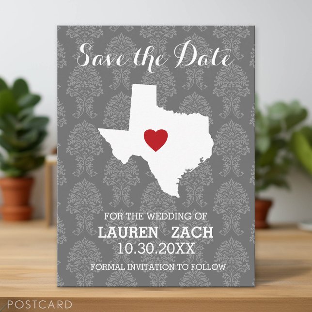 Home State Wedding Save the Date Texas Announcement Postcard (Save the Date Postcard)