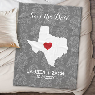 Home State Wedding Save the Date Texas Fleece Blanket