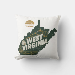 Home State West Virginia Retro Colour  Cushion