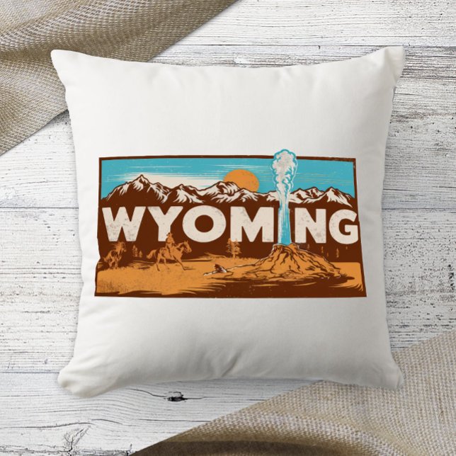 Home State Wyoming Retro Colour Cushion (Creator Uploaded)