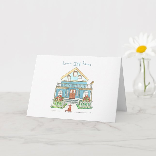 Home Stay Home Social Distancing Note Card (Small Plant)