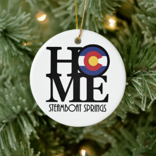 HOME Steamboat Springs Colorado Ceramic Tree Decoration