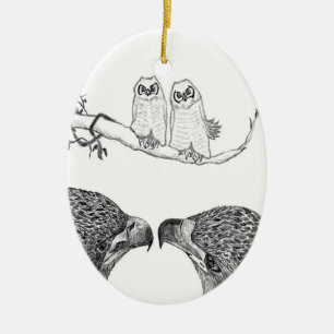 HOME STRONGER SWFL EAGLE NEST I DON’T GIVE A HOOT CERAMIC TREE DECORATION