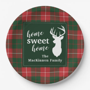 Home Sweet Family Christmas Tartan MacKinnon Paper Plate