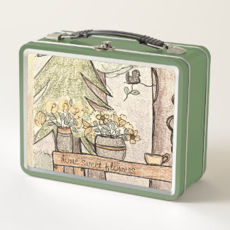 home sweet flowers is out to lunch! metal lunch box