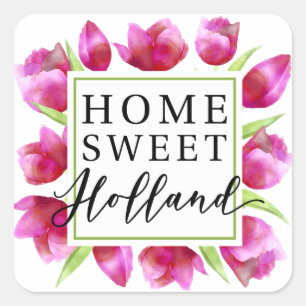 Home Sweet Holland: Pink Tulips Dutch Tulpen Gift Square Sticker