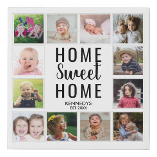  Home Sweet Home 12 Photo Collage Frame  White Faux Canvas Print