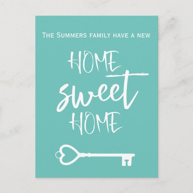Home Sweet Home Announcement Script Key Postcard (Front)