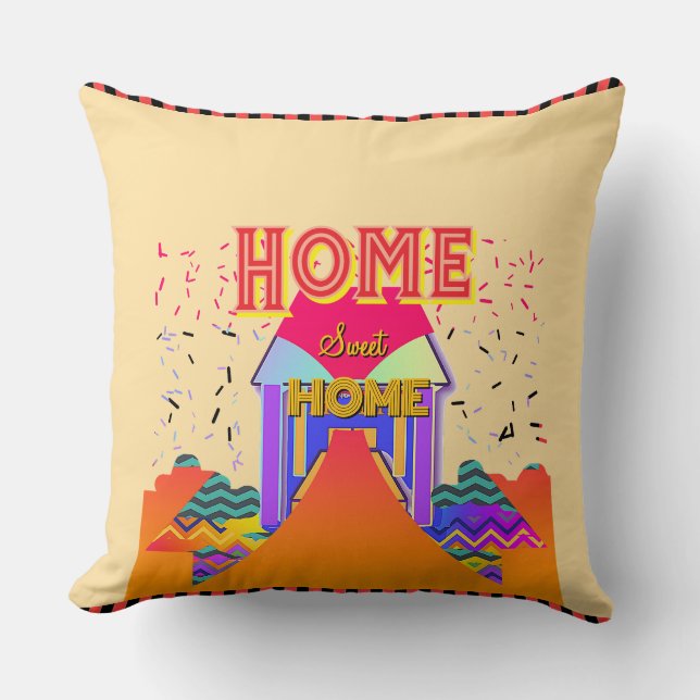 Home Sweet Home Beige Red Reverse      Cushion (Front)