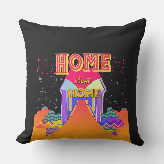 Home Sweet Home Black   Cushion (Front)