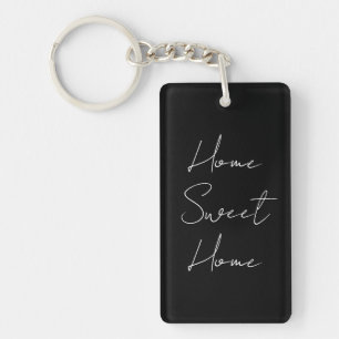 Home Sweet Home Black Custom Family Name Year Key Ring