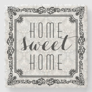 Home Sweet Home Black Frame Stone Coaster