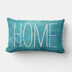 Home Sweet Home Blue Vintage Seaside Theme Lumbar Cushion