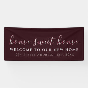 Home Sweet Home Burgundy Housewarming Party Banner
