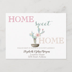 Home Sweet Home,Cactus Flower Announcement Postcard