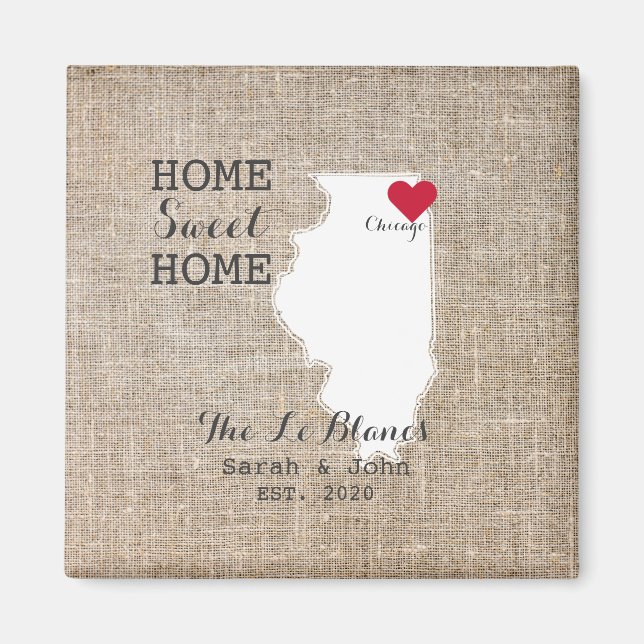 Home Sweet Home | Chicago Illinois Rustic Magnet (Front)