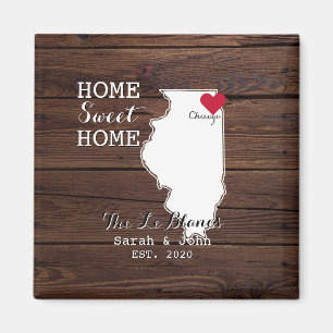 Home Sweet Home   Chicago Illinois Rustic Wood Magnet