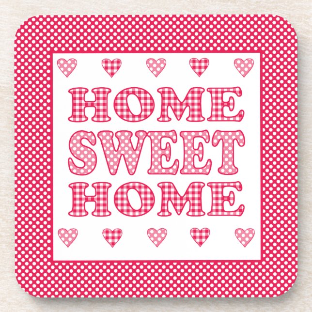 Home Sweet Home Coaster, Red and White Mix'n'Match Coaster (Front)