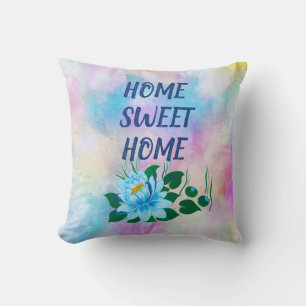 Home Sweet Home Colourful Watercolor Floral Text  Cushion
