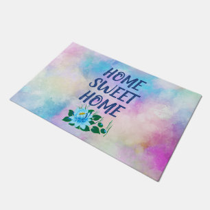 Home Sweet Home Colourful Watercolor Floral Text  Doormat